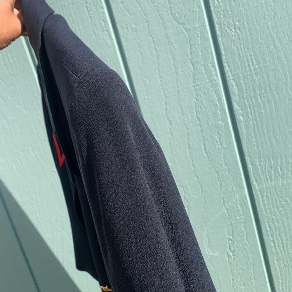 Silk navy star embroidered crop jacket - Picture 11 of 16